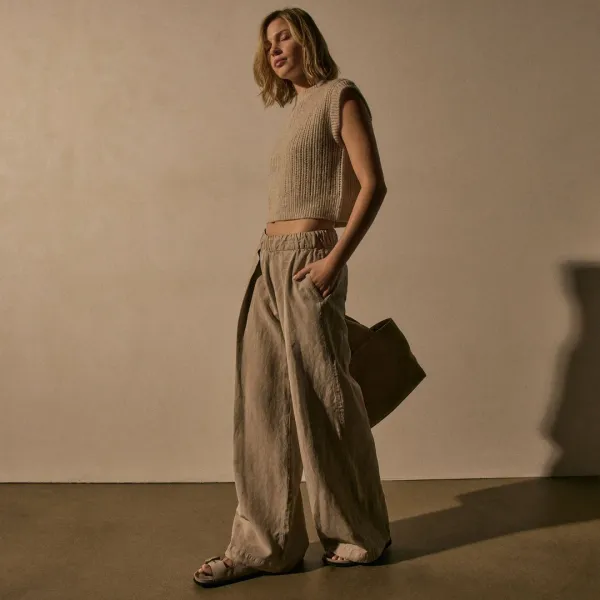 Soft Pleat Wide Leg Pant - Grout Pigment
