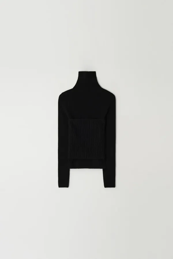 Bustier And Turtleneck Knit Set (black)