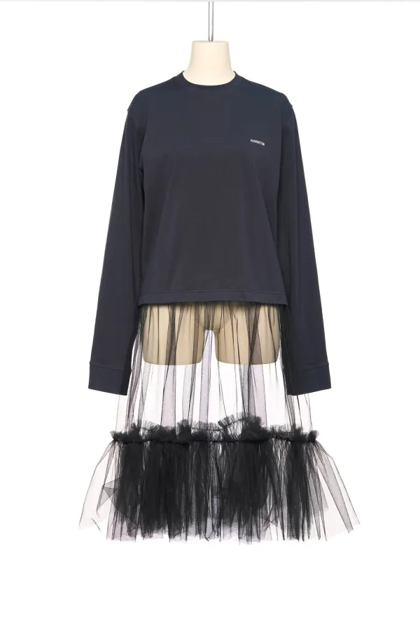 FW25 UNDERLINE DARK NAVY PUSH-SKULL CUT OUT DRESS