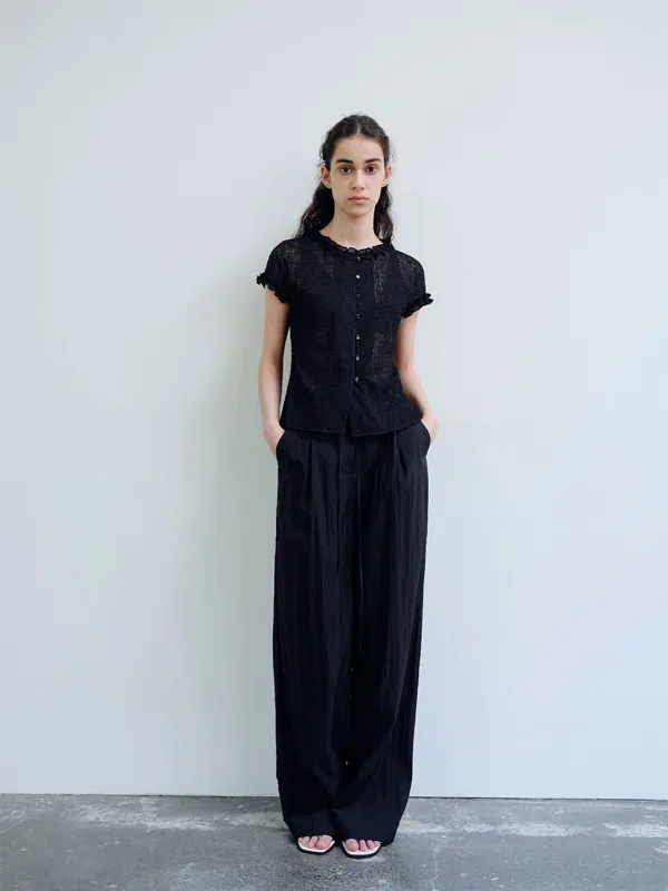 TIR LACE FRILL BLOUSE_BLACK