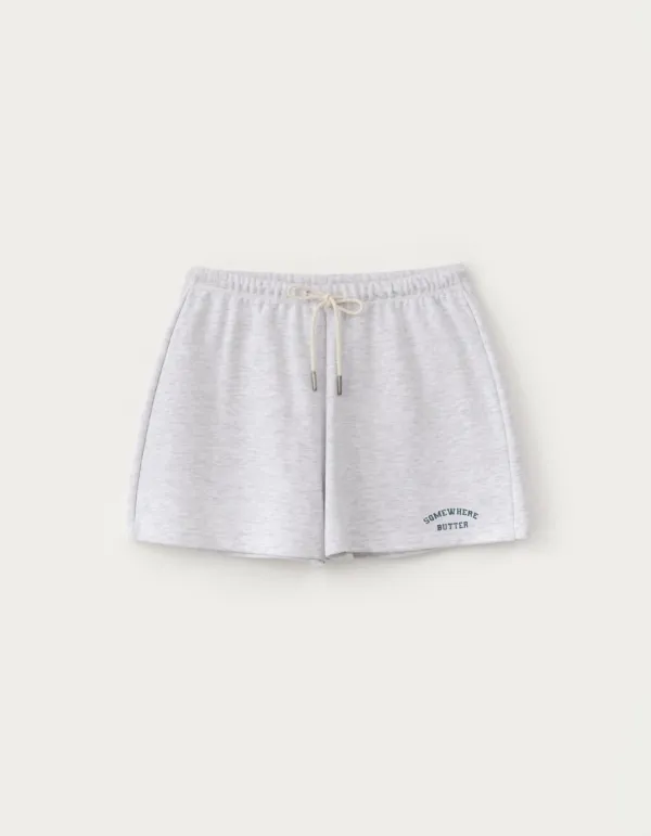 Vintage Square Logo Sweat Shorts - White Melange