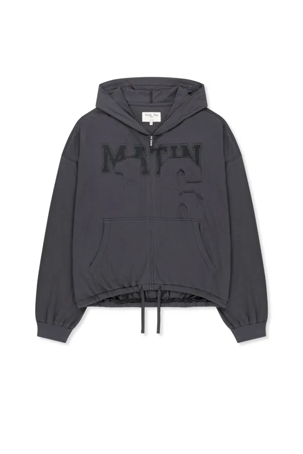 MATIN 16 APPLIQUE LOGO HOODY ZIP UP IN DARK NAVY