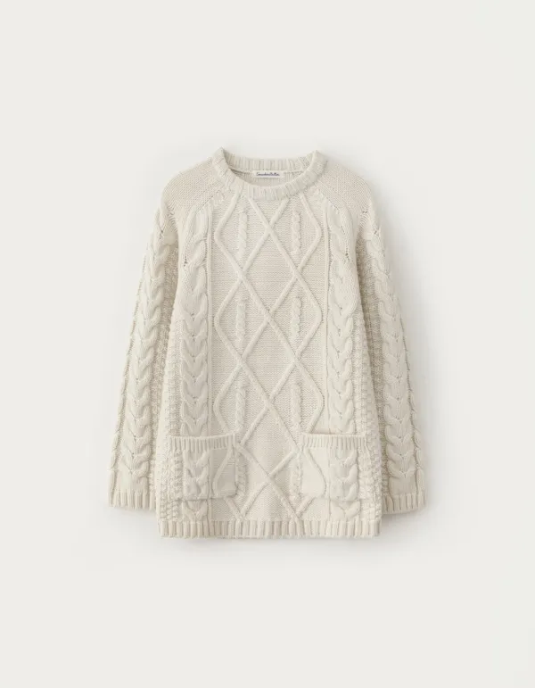 Posy Cable Wool Knit - Ivory