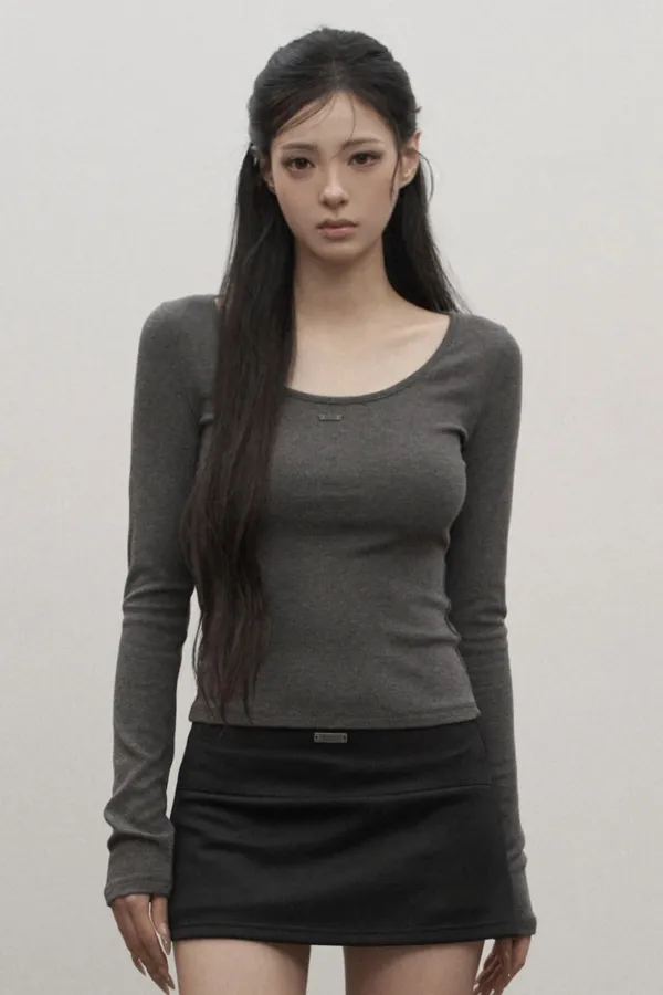 Muted Ribbed Top (charcoal)