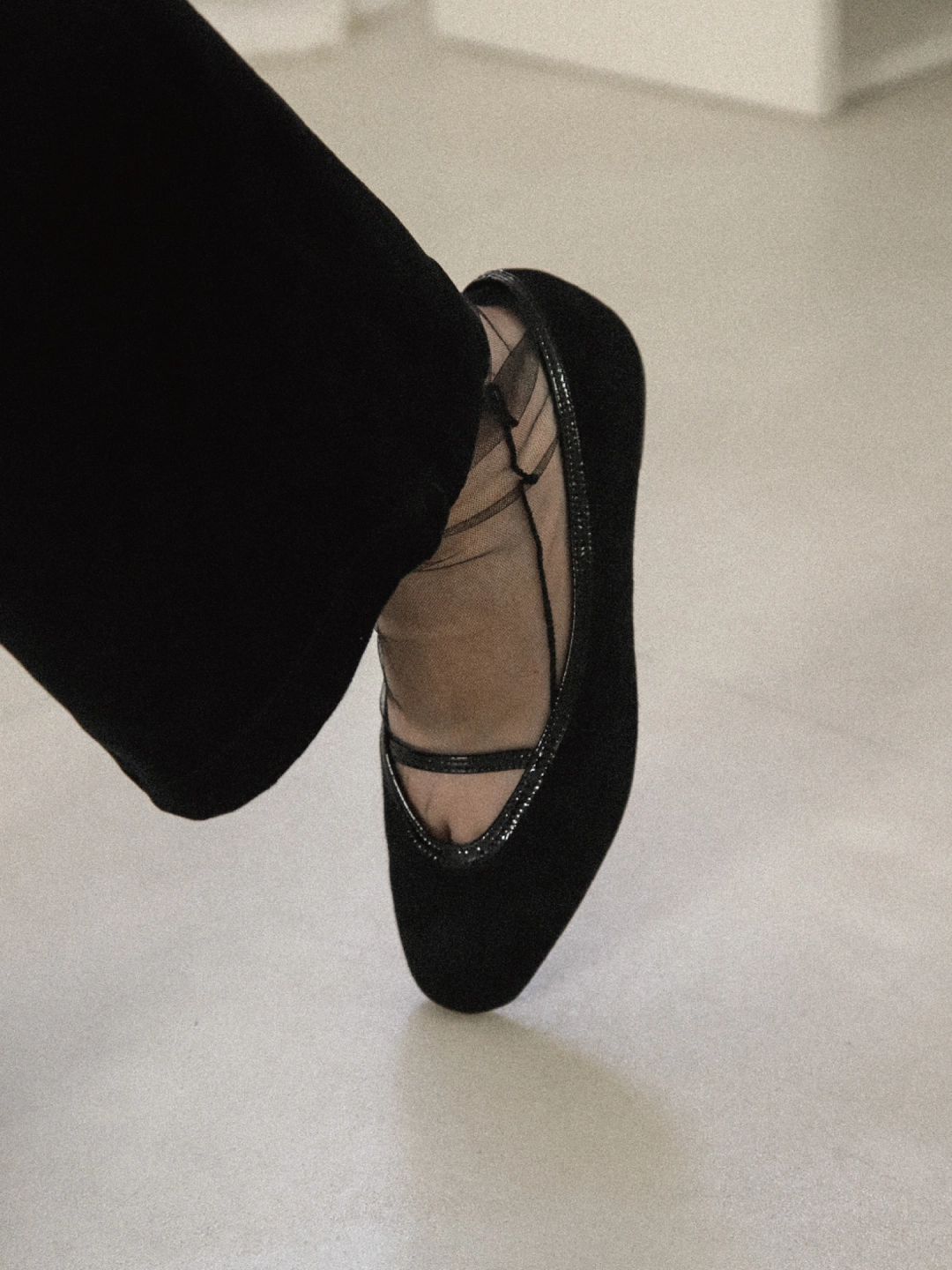 러브듀이 [new color] SILHOUETTE flat (round toe) / 블랙스웨이드 상품 이미지 2