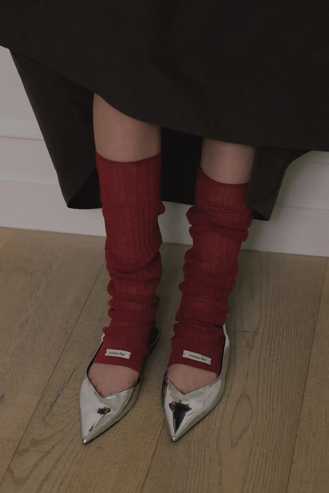 오버듀플레어 [EXCLUSIVE]SHEER RIBBED LEG WARMER_BURGUNDY 상품 이미지 2