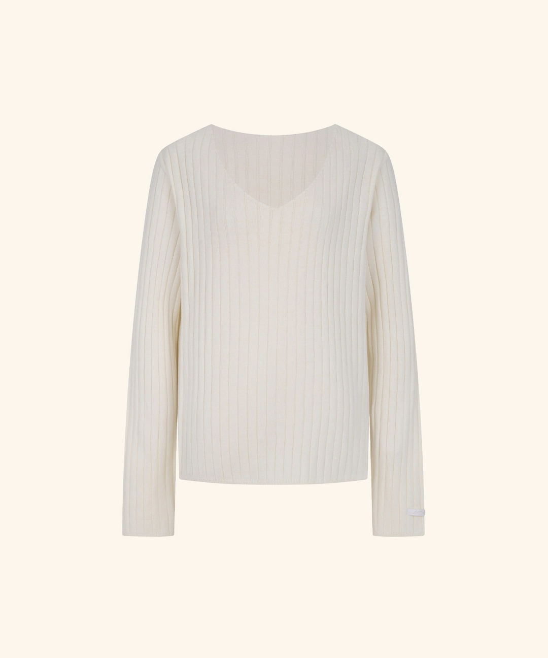 레터프롬문 [9/22 11:00am Coming soon] Letters V-Neck Ribbed Knit (Ivory) 상품 이미지 1