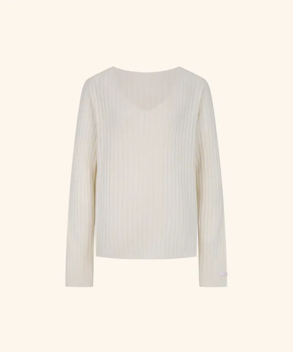 [9/22 11:00am Coming soon] Letters V-Neck Ribbed Knit (Ivory)