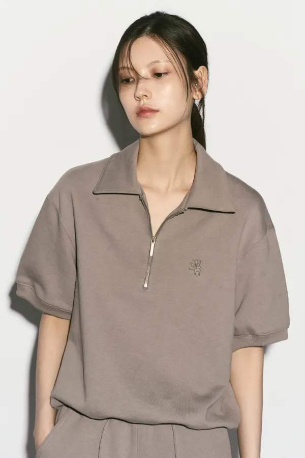 HALF ZIP SWEATSHIRT MOCHA