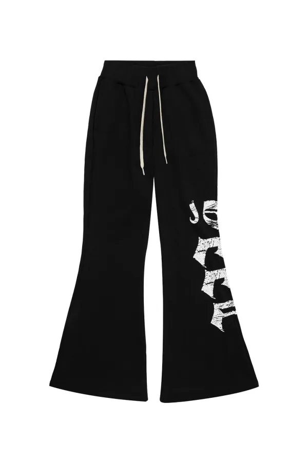YEEL FLARE SWEAT PANTS BLACK