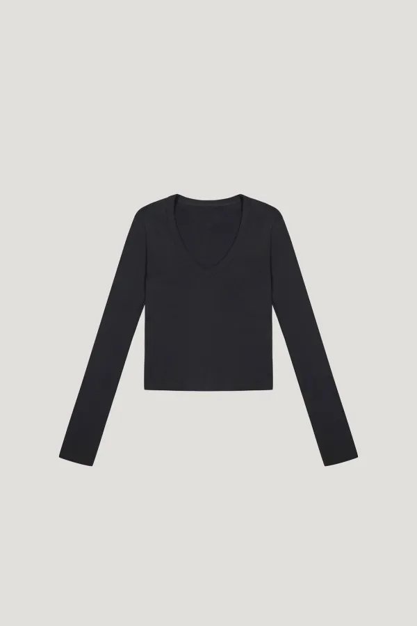 Deep V Neck T (charcoal)