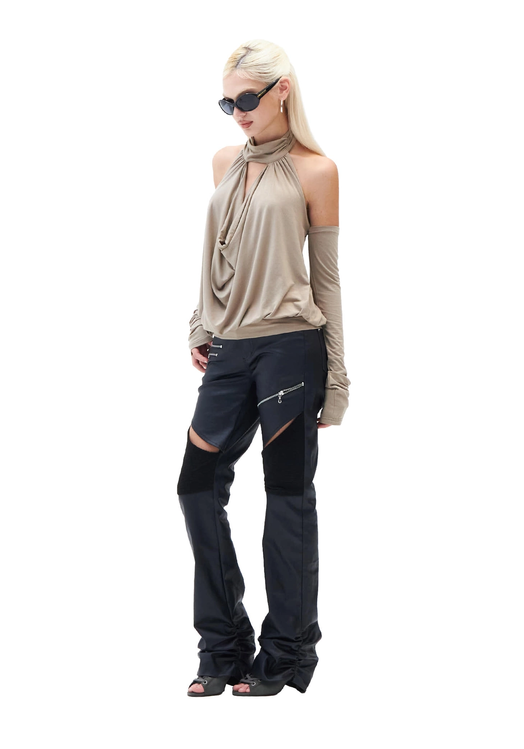 힐다 Draped Mock Neck Top [Taupe] 상품 이미지 2