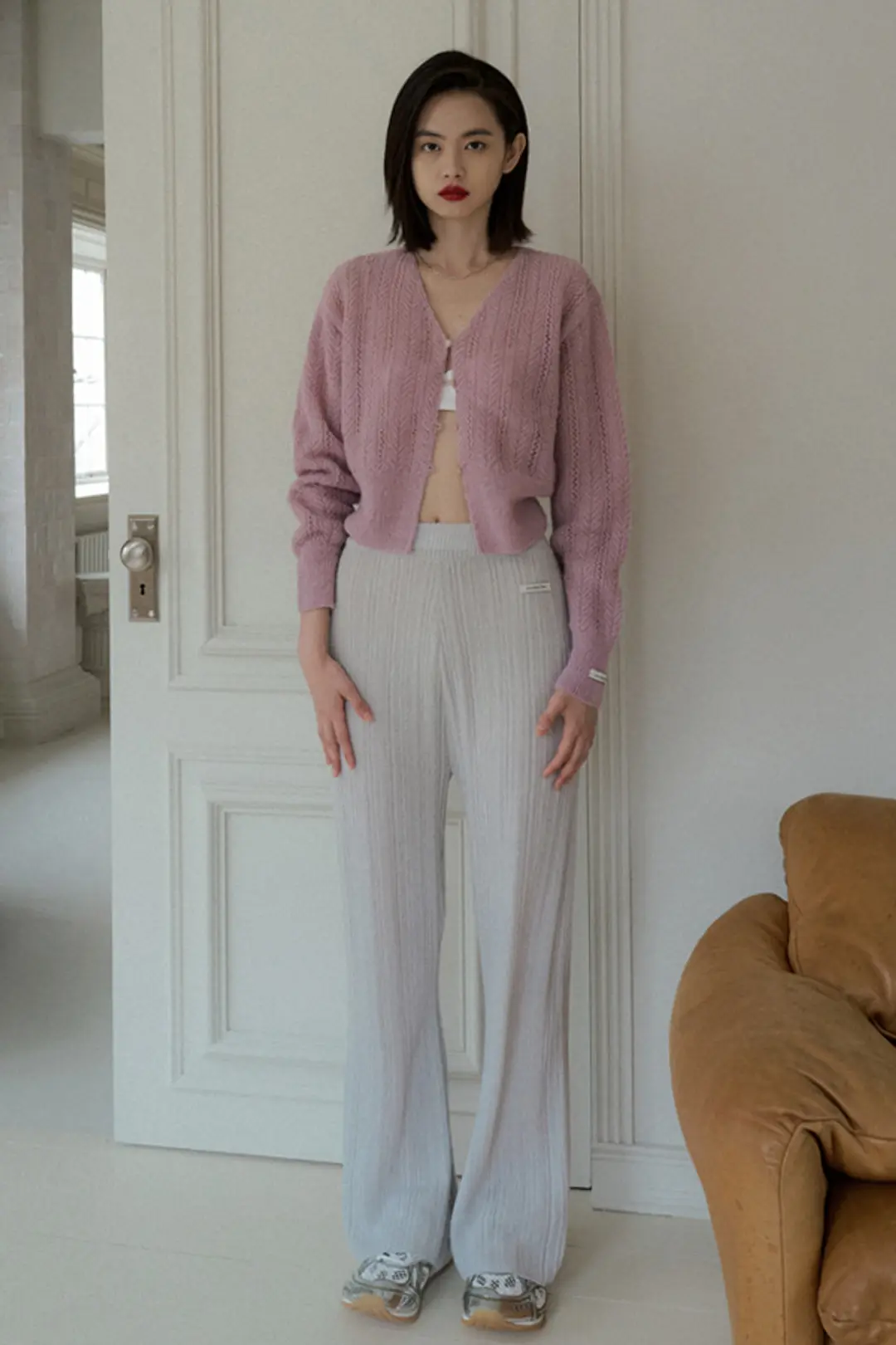 오버듀플레어 MOHAIR SLIT KNIT PANTS_ASH GRAY 상품 이미지 2