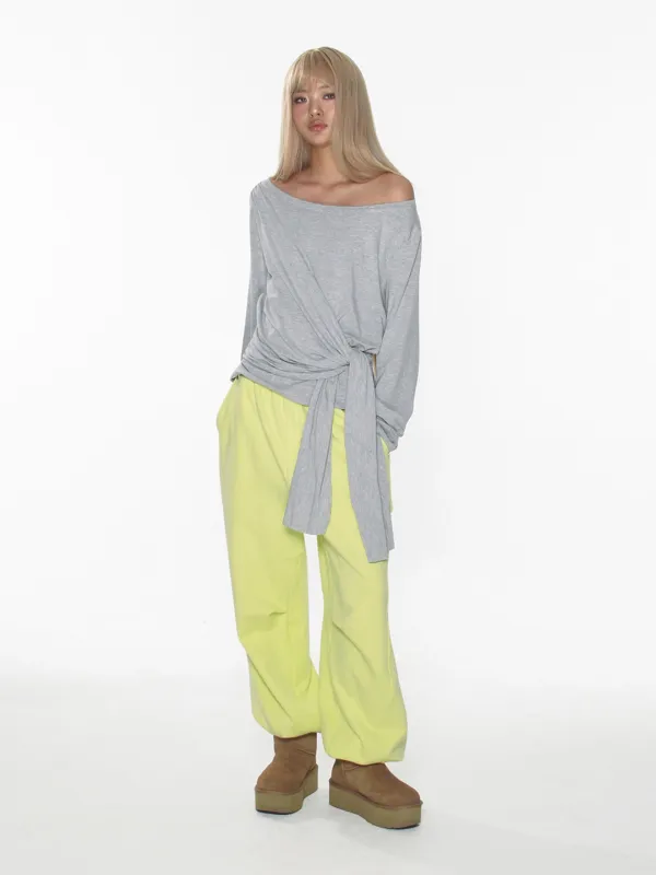 CURVED RIVET JOGGER PANTS_YELLOW