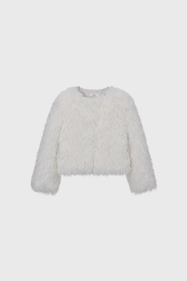 Curly Pile Short Jacket (Ivory)