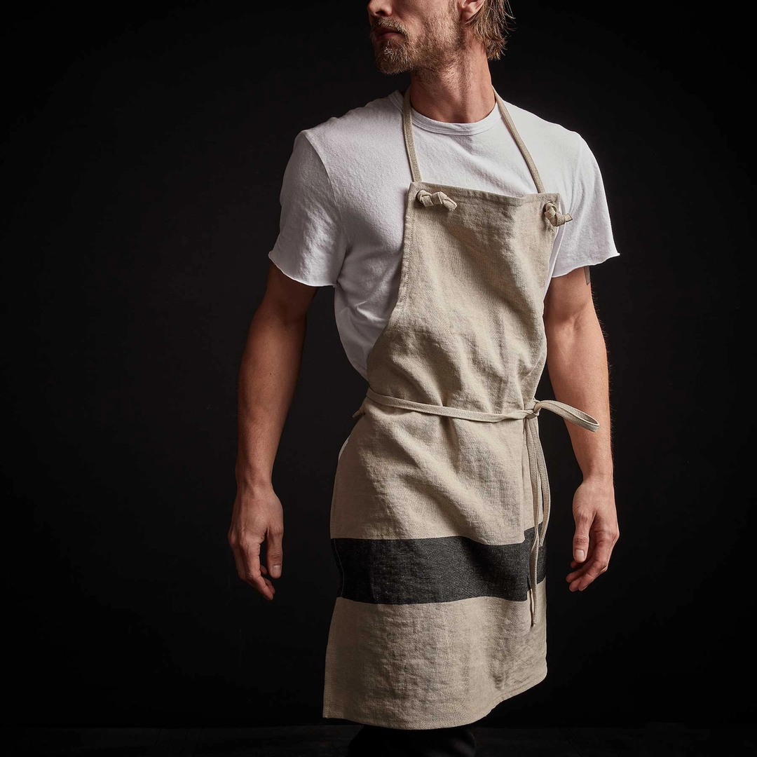 제임스펄스 Single Stripe Chef's Apron - Natural/Black 상품 이미지 1