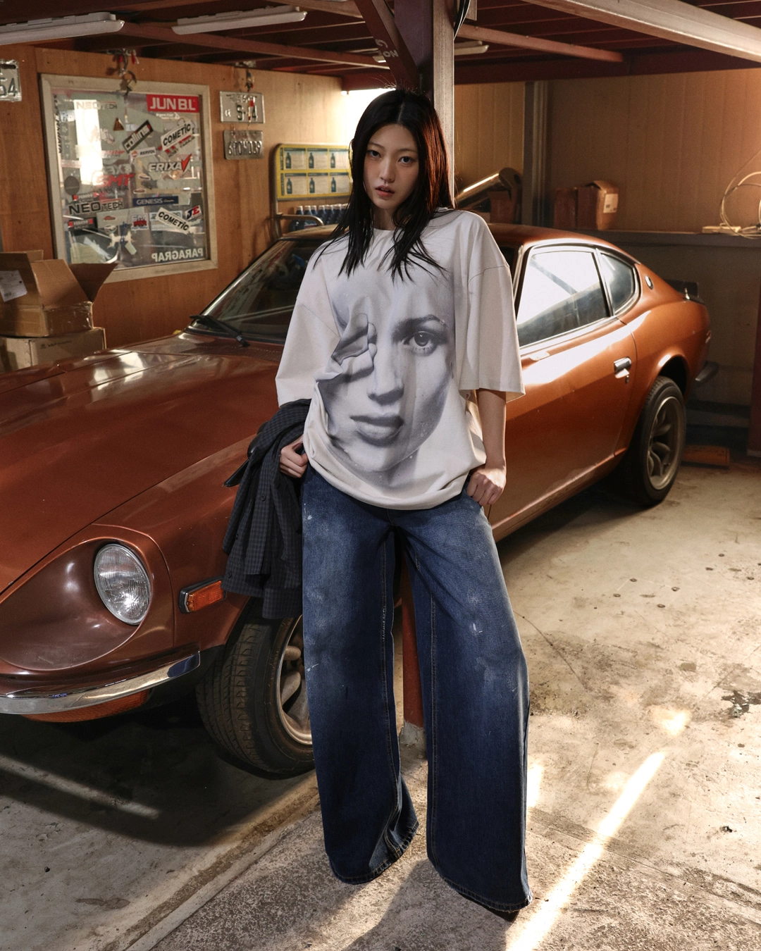랑거 dark washed painted wide jeans 상품 이미지 2