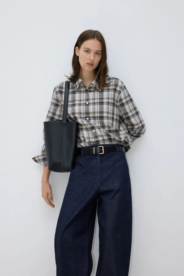 Wool blend check Shirt_multi check,grey check