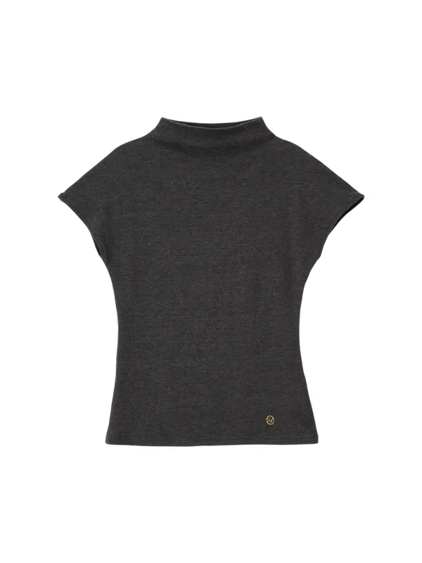 Classic Mock neck Tee_ Dark Gray