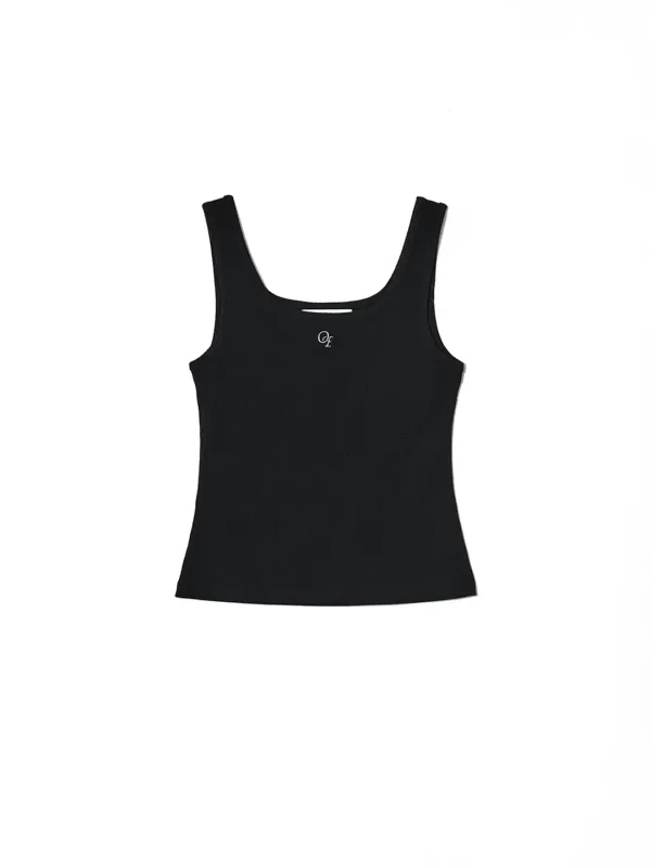 Essential Logo Ribbed Sleeveless Black