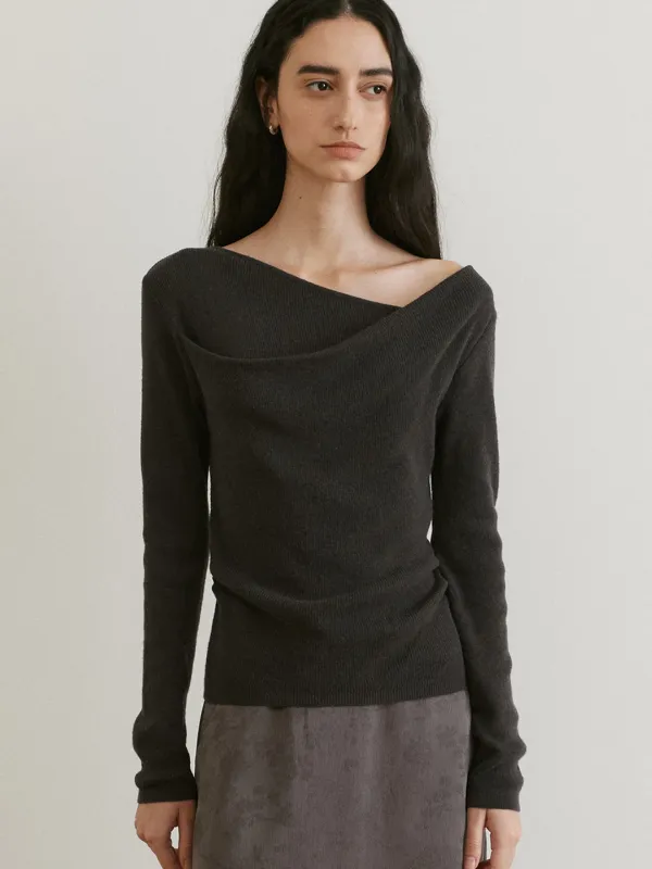 diagonal drape knit (charcoal) orc 6150