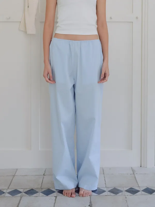 Striped side-string pants_sky blue