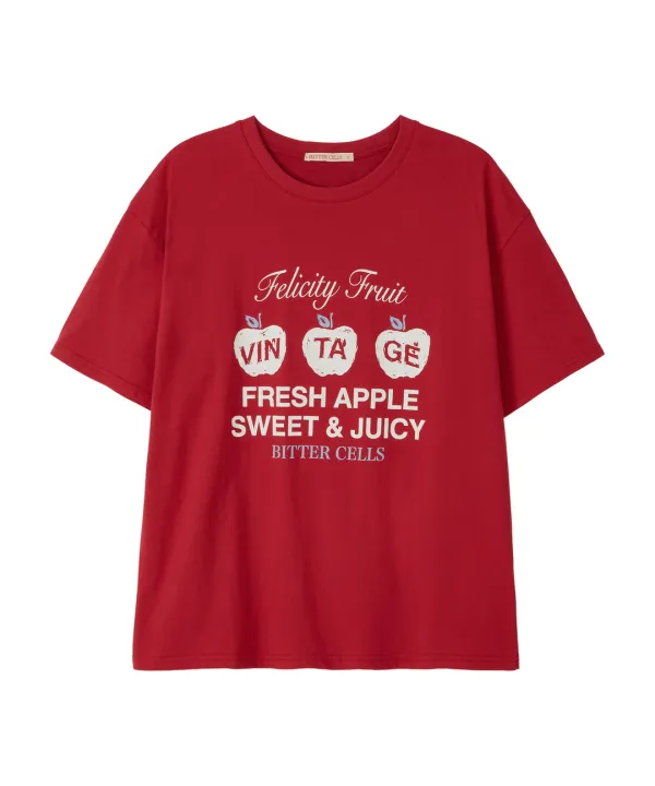 Vintage Apple Tee-Red