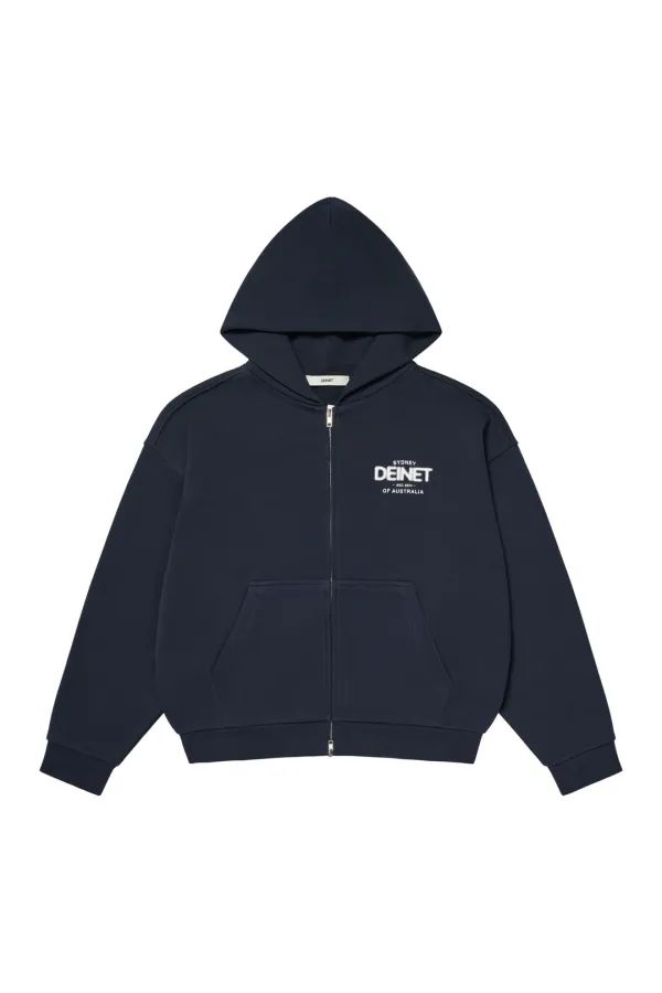 LOST IN SYDNEY ZIP-UP HOODIE IN NAVY