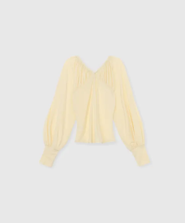 Ribbon shirring tee (Yellow)
