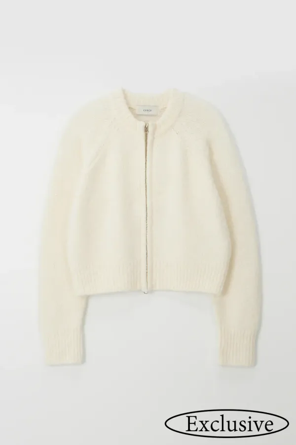 Kelsey angora knit zip-up_ ivory