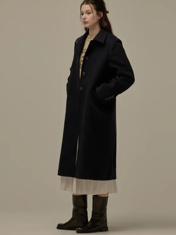 [ZVZO] Single button long coat - Navy