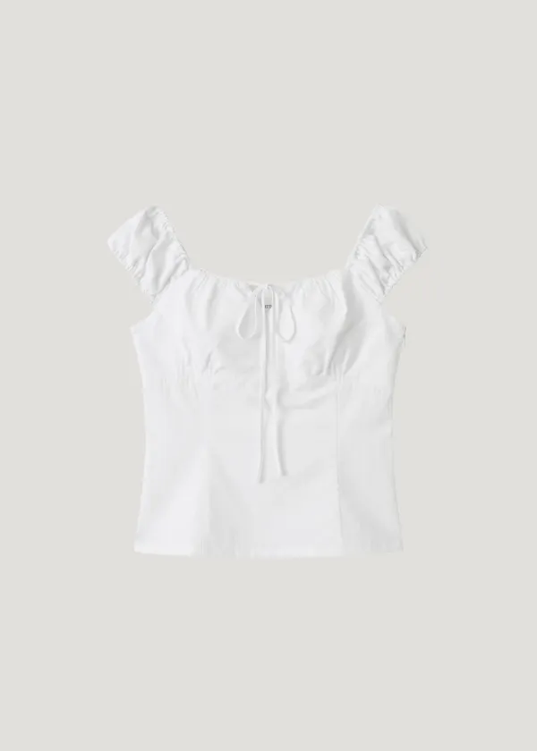 Shirred Off-Shoulder Blouse_Ivory