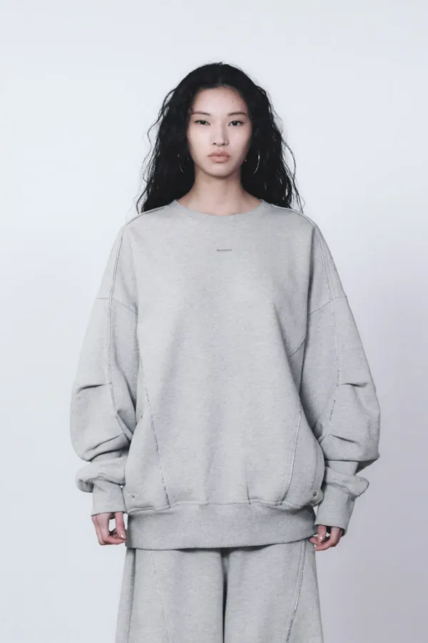 TMB Logo Piping Sweat Shirt [ Melange Gray ]