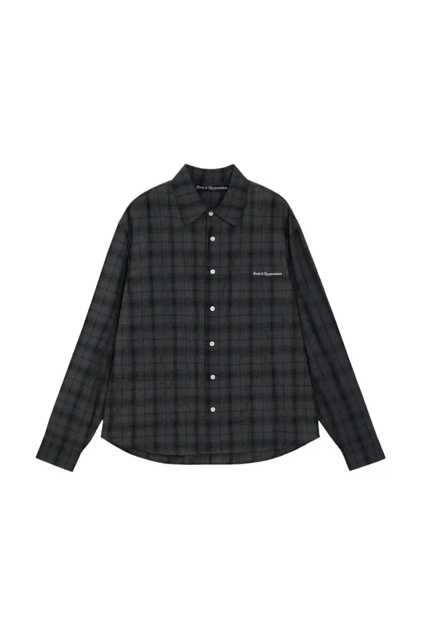 OVERSIZED CHECK SHIRT - CHARCOAL