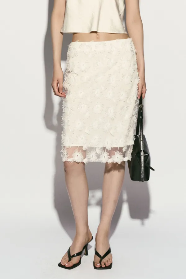 FLORAL LACE MIDI SKIRT