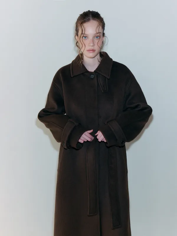 Balmacaan Long Coat, Brown