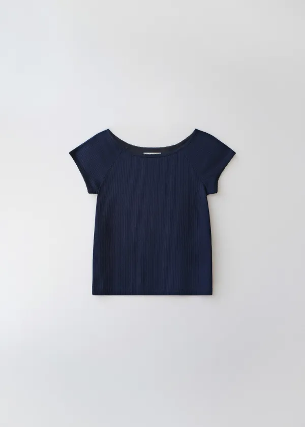 Pebble lace scoop tee (navy)