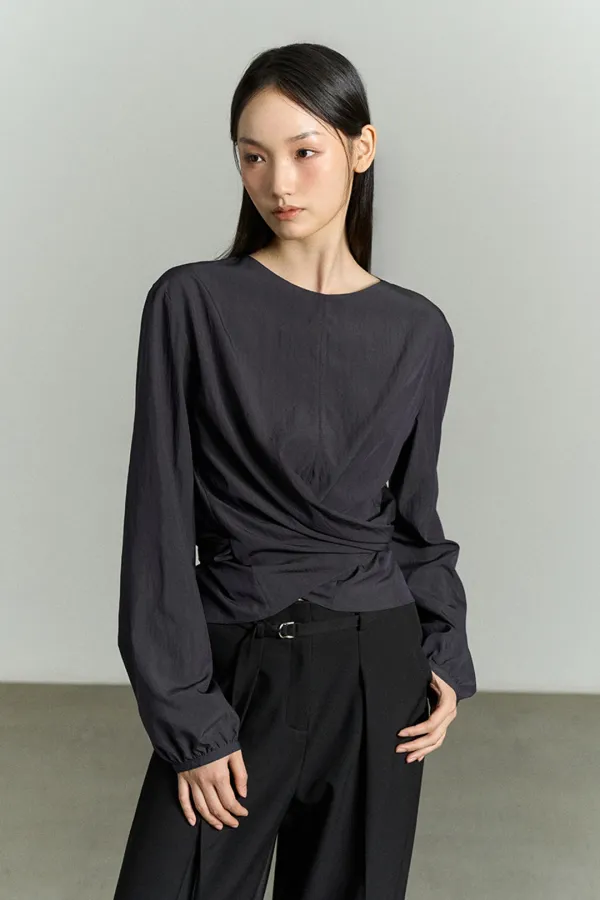 WAIST WRAP BLOUSE CHARCOAL