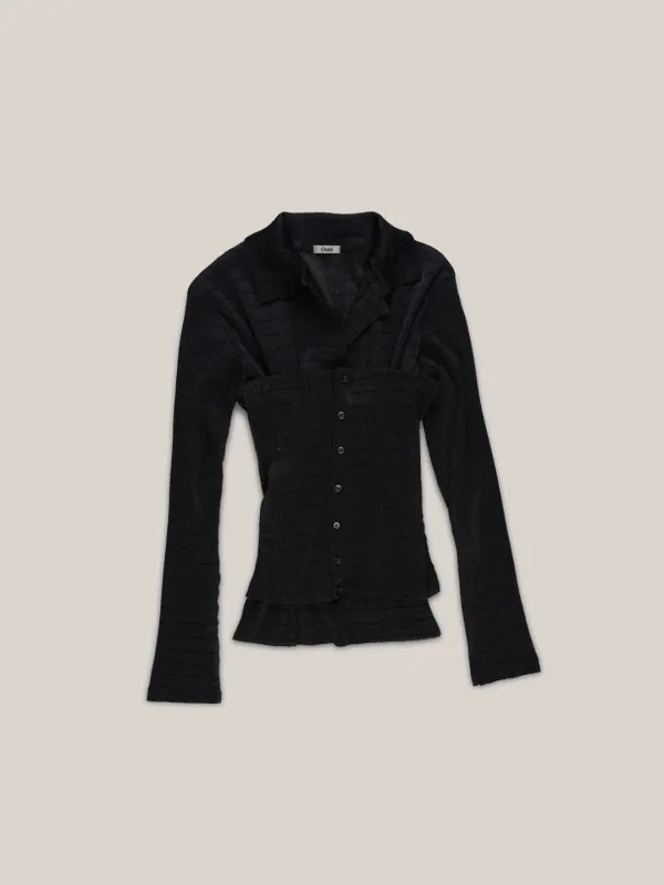 PLEATS LAYERED SHIRTS [ BLACK ]