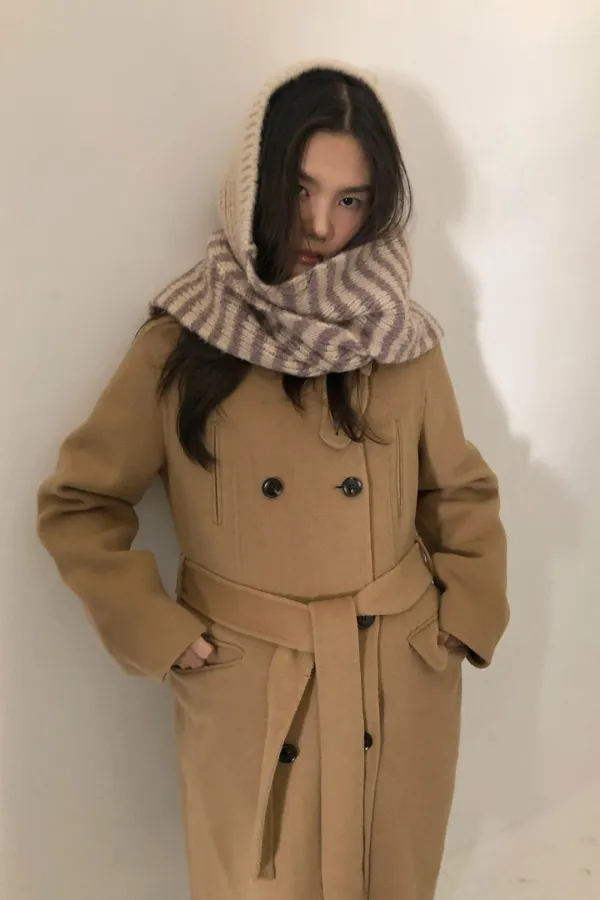 (시즌오프) Charlie Hoodie Muffler / Cocoa Brown