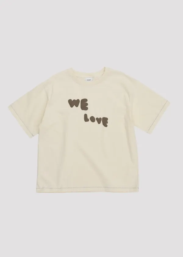 15S EMBO PRINT T SHIRT WE LOVE IVORY
