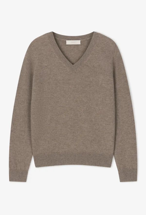 Cashmere V-Neck Knit (Mocha)