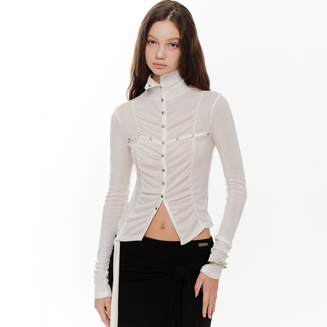 2000아카이브 LENA SHIRRING HIGH NECK TOP (CREAM) 상품 이미지 2