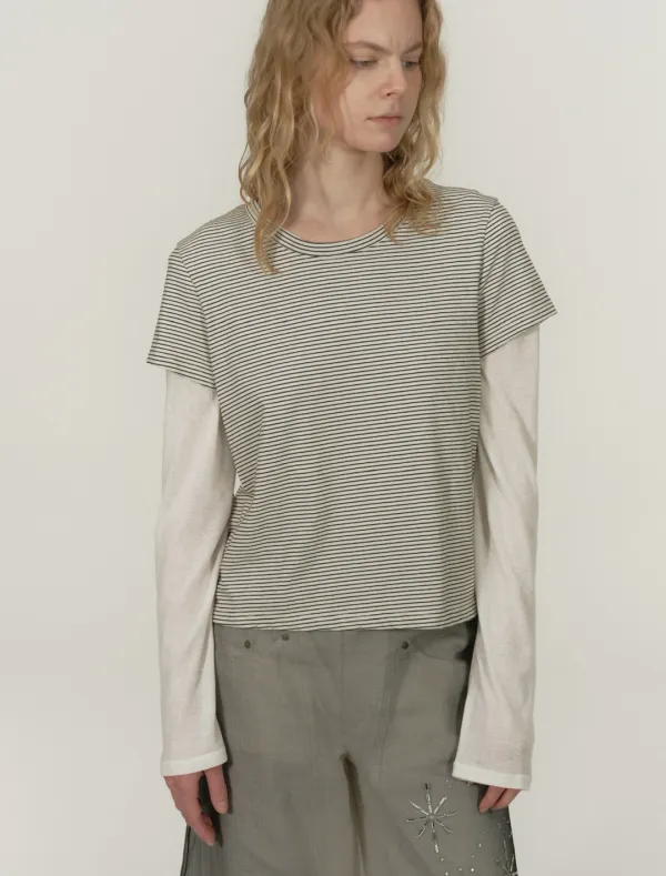 LAYERED TWO WAY TOP [STRIPE]