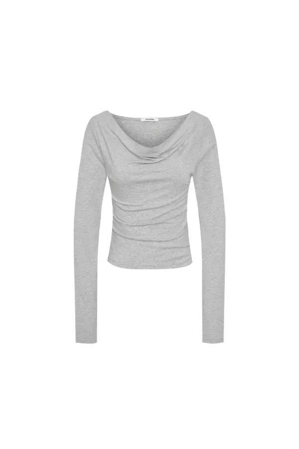 ONE SHOULDER 02 LONG SLEEVE TOP (MELANGE GREY)