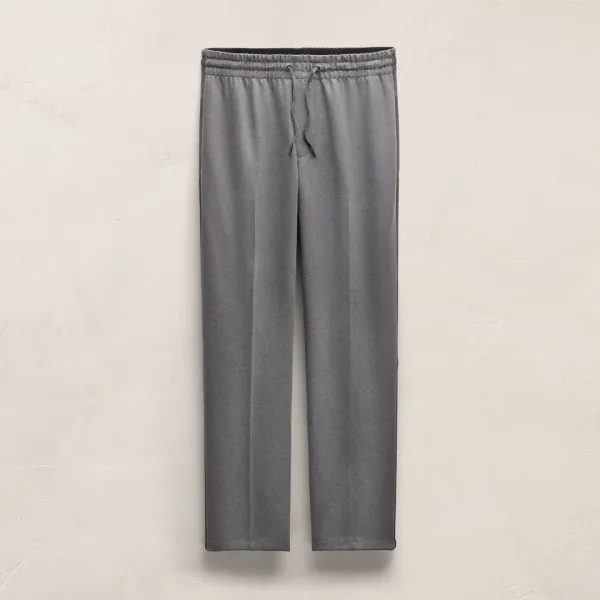 Suede Trim Wool Drawstring Trouser - Heather Grey