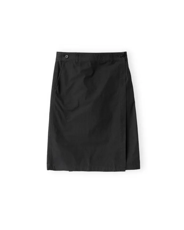 W Washed Lap Skirt, Black