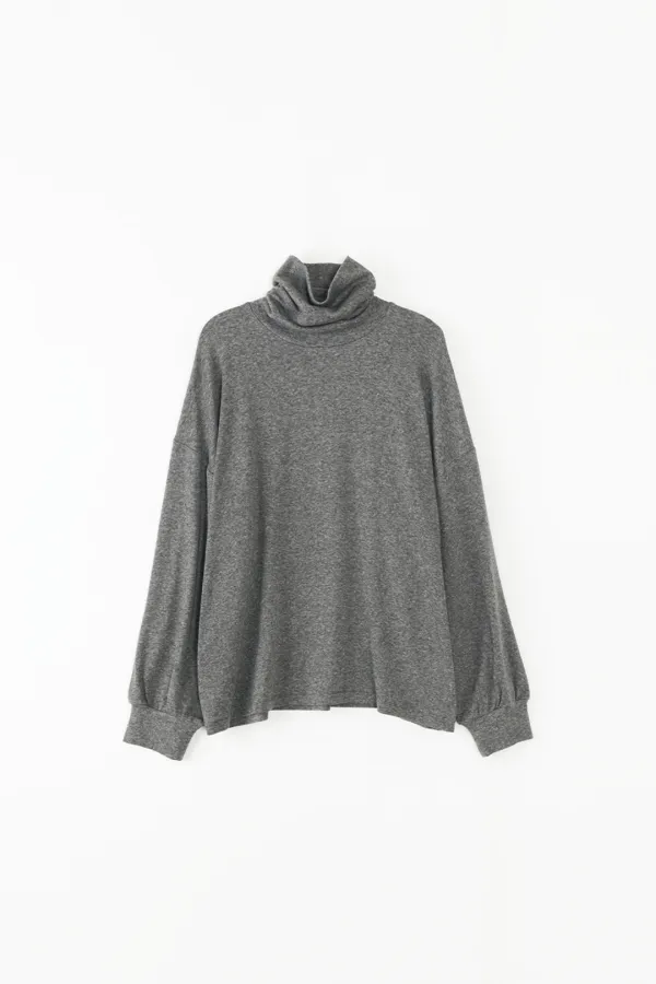 Wool Loose Turtle Neck T-Shirt (Grey)