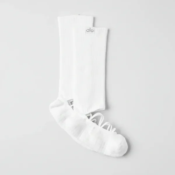 Women's Strappy Siren Grip Sock - White
