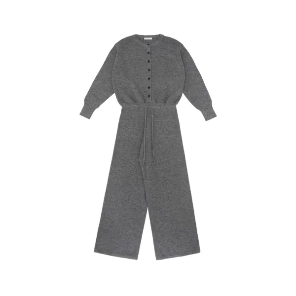 Wool Blend Knit Jumpsuit (heather grey)